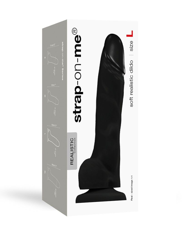 Реалістичний фалоімітатор Strap-On-Me SOFT REALISTIC DILDO Black - Size L - фото