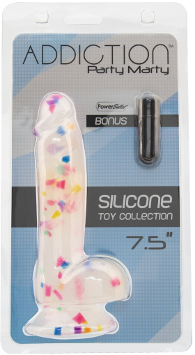 Фалоімітатор з конфетті ADDICTION - PARTY MARTY 7.5? - FROST & CONFETTI, 19 см, силікон №5