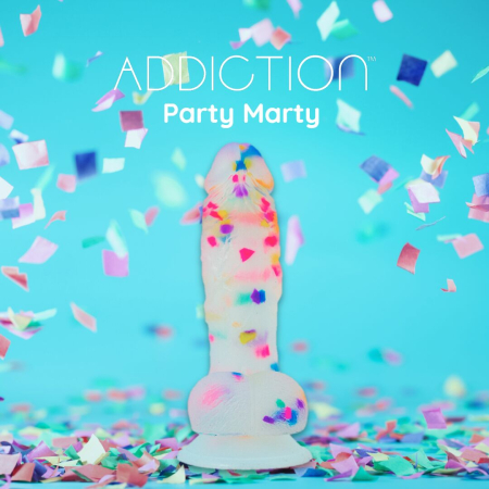 Фалоімітатор з конфетті ADDICTION - PARTY MARTY 7.5? - FROST & CONFETTI, 19 см, силікон №4