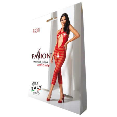 Сітчастий бодістокінг з відкритим животом Passion BS081 red №5