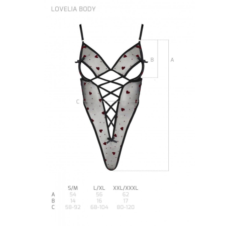 Еротичний боді з малюнком Passion LOVELIA BODY L/XL, black - фото №7