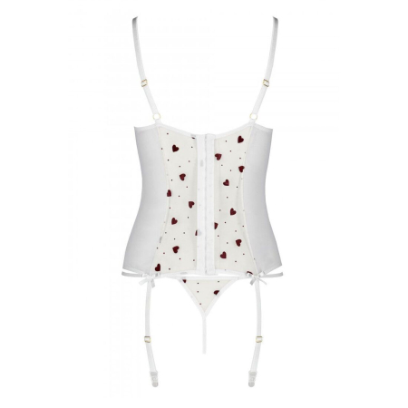 Корсет з підв'язками, стрінги Passion LOVELIA CORSET L/XL, white - фото №6
