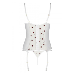 Корсет з підв'язками, стрінги Passion LOVELIA CORSET S/M, white - - фото №6