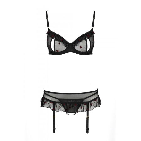 Сексуальний комплект з поясом для панчіх Passion LOVELIA SET S/M, black - фото №5