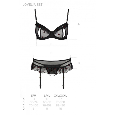 Сексуальний комплект з поясом для панчіх Passion LOVELIA SET S/M, black - фото №7
