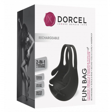 Ерекційне кільце з вібрацією і стимуляцією мошонки Dorcel FUN BAG, перезаряджуване - фото №8