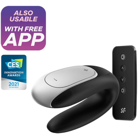 Смартвібратор для пар Satisfyer Double Fun (Black) з пультом ДК - фото