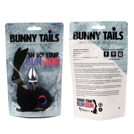 Анальна пробка FeelzToys - Bunny Tails Butt Plug Black - фото №3