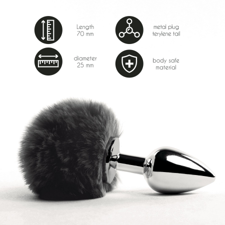 Анальна пробка FeelzToys - Bunny Tails Butt Plug Black - фото №2