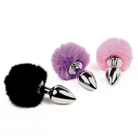 Анальна пробка FeelzToys - Bunny Tails Butt Plug Black - фото №4
