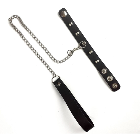 Кільце для пеніса Penis Ring із шипами та повідцем, натуральна шкіра - фото №2