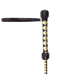 Стек класичний, натуральна шкіра 75 см, чорно-золотий - - фото №3