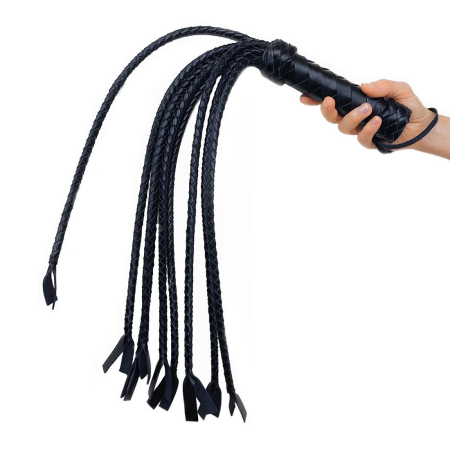 Флогер Кішка, 9 плетених хвостів по 50 см, колір чорний - фото №2