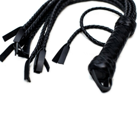 Флогер Кішка, 9 плетених хвостів по 50 см, колір чорний - фото №4