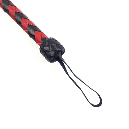 Батіг гнучкий Снейк, натуральна шкіра, колір чорно-червоний, довжина - 80 см - фото №3