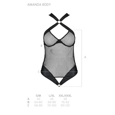 Сітчастий боді з халтером Passion Amanda Body L/XL, black №5