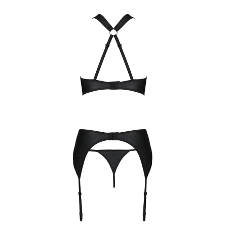 Сітчастий набір, бюстгальтер з халтером, трусики та пояс для панчох AMANDA SET S/M, black №5