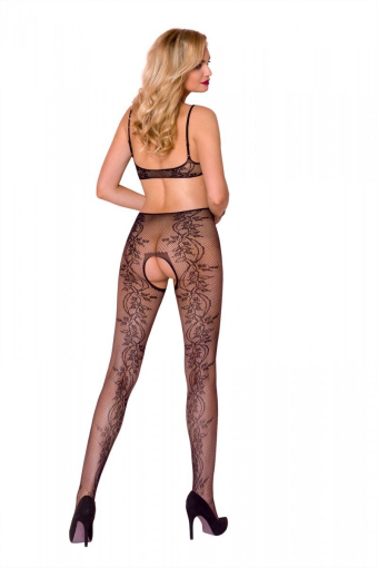 Бодістокінг з ажурної сітки із вирізами з боків та доступом Casmir CA002 чорний - фото №2