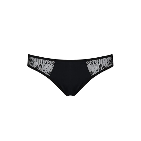 Трусики-сліпи з мереживною сіточкою Passion DINA THONG L/XL, black - фото №5