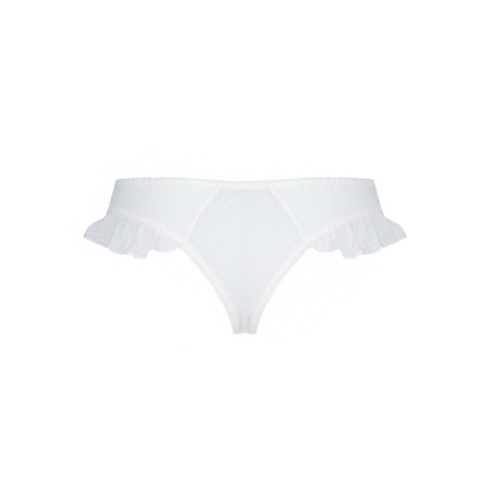Трусики в горошок, з рюшами та шнурівкою Passion FATIN THONG S/M, white №6