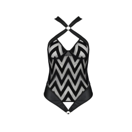 Сітчастий боді з халтером та ритмічним малюнком Passion Hima Body XXL/XXXL, black - - фото №3