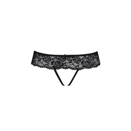 Мереживні стрінги з доступом Passion SENIA THONG S/M, black - фото №5