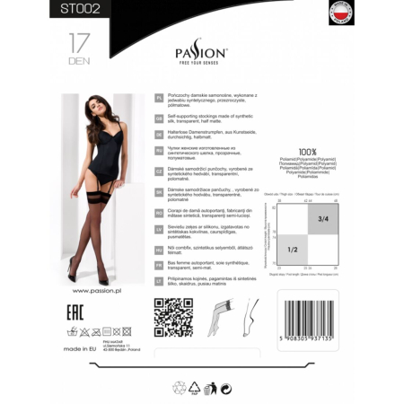 Класичні панчохи під пояс із подвійною резинкою Passion ST002 5 roso - фото №3