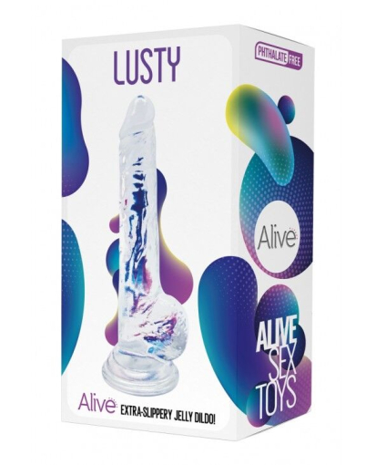Прозорий фалоімітатор Alive Jelly Dildo Lusty, ТПЕ, присоска, діаметр 3,2см, довжина 18см - фото №2