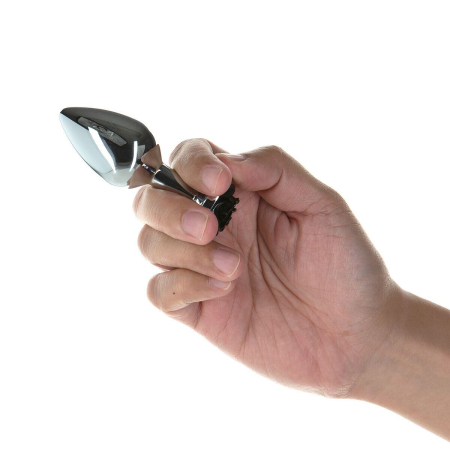 Металева анальна пробка Lux Active з трояндою - Rose Anal Plug - Black, віброкуля в подарунок - фото №3