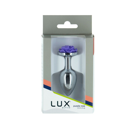 Металева анальна пробка Lux Active з трояндою - Rose Anal Plug - Purple, віброкуля в подарунок №5
