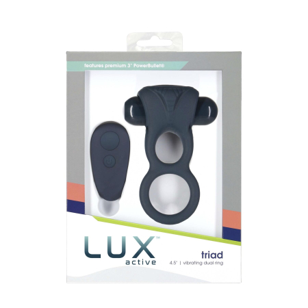 Подвійне ерекційне кільце з вібрацією Lux Active-Triad - Vibrating Dual Cock Ring, пульт ДК - фото №7