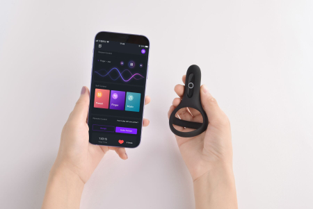 Подвійне ерекційне кільце Fun Town Rise Black, керування зі смартфона - фото №9