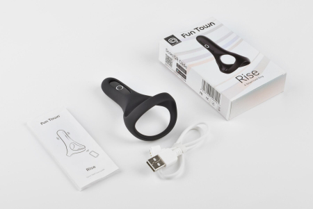 Подвійне ерекційне кільце Fun Town Rise Black, керування зі смартфона - фото №5