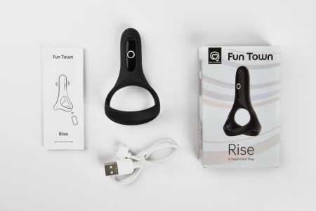 Подвійне ерекційне кільце Fun Town Rise Black, керування зі смартфона - фото №4