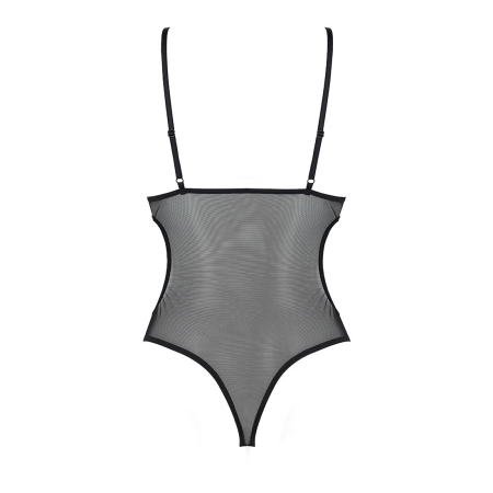 Боді з ажурним ліфом Passion CHRISTA BODY L/XL, black - фото №4