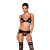 Комплект з екошкіри Passion MILEY SET L/XL, black, трусики, бюстгальтер, пояс для панчіх - фото