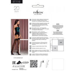 Панчохи Passion ST119 3/4 black, ажурна силіконова резинка з квітковим декором і люрексовою ниткою - №4