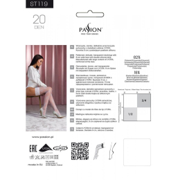 Панчохи Passion ST119 3/4 white, ажурна силіконова резинка з квітковим декором і люрексовою ниткою - №4