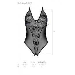 Боді з ажурним декором та відкритим кроком Passion URSULA BODY L/XL, black - - фото №5