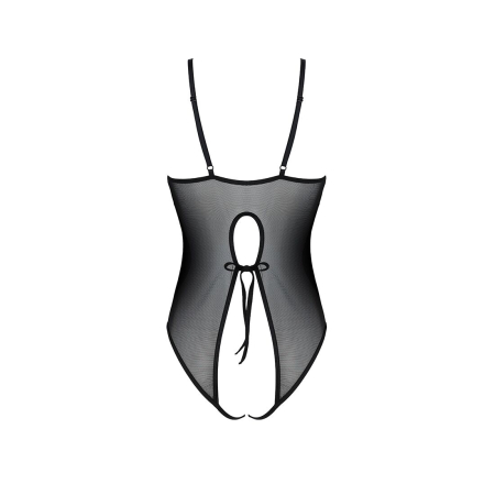 Боді з ажурним декором та відкритим кроком Passion URSULA BODY XXL/XXXL, black - фото №4