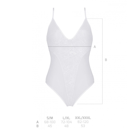 Боді з ажурним декором та відкритим кроком Passion URSULA BODY L/XL, white - фото №5