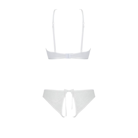 Комплект із бра, трусиків з ажурним декором та відкритим кроком Passion URSULA SET XXL/XXXL, white - фото №4