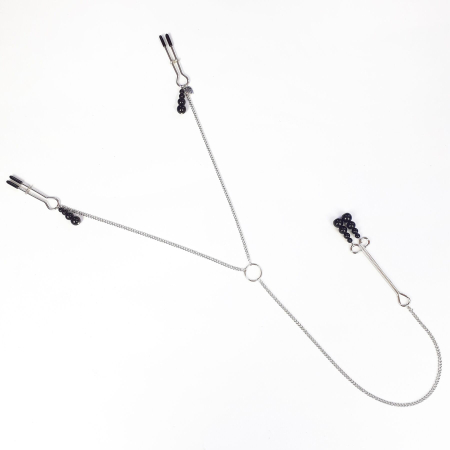 Затискач для сосків та клітора Art of Sex - Nipple and clit clamps Black Pearl - фото