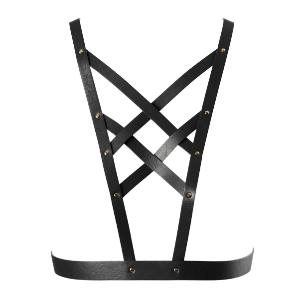 Портупея з екошкіри Bijoux Indiscrets Maze – Cross Cleavage Harness Black - фото