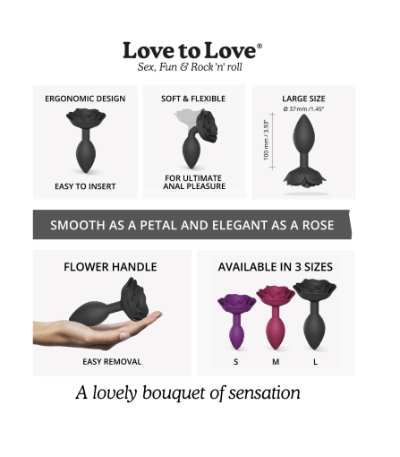 Силіконова анальна пробка Love To Love OPEN ROSES L SIZE - BLACK ONYX - фото №5