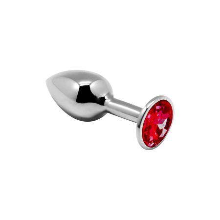 Металева анальна пробка з кристалом Alive Mini Metal Butt Plug Red S - фото