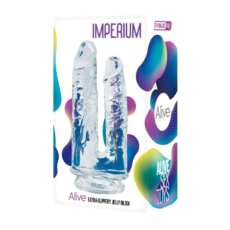 Прозорий фалоімітатор Alive Imperium Jelly Dildo для подвійного проникнення - фото №2