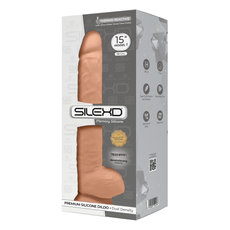 Фалоімітатор SilexD Kingston Flesh (MODEL 15in), двошаровий, силікон+Silexpan, діаметр 7 см - фото №3