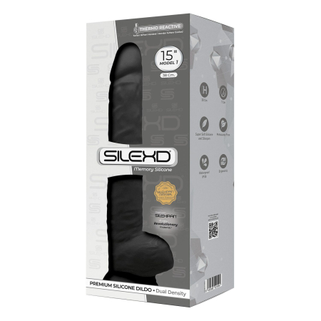 Фалоімітатор SilexD Kingston Black (MODEL 15in), двошаровий, силікон+Silexpan, діаметр 7 см - фото №3