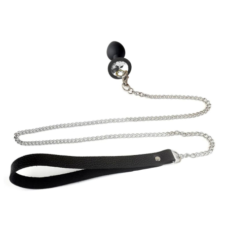 Силіконова анальна пробка Art of Sex Metal Anal Plug with Leash size S з повідцем Black - фото №2